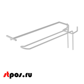 Крючок для экономпанели двойной с ценникодержателем 175мм, d4/d4, RAL9016 Белый..