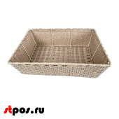 Корзина плетенная прямая, 400х375х70 мм, Полиротанг, Натуральный цвет