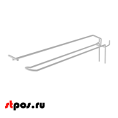 Крючок для экономпанели двойной с ценникодержателем 275мм, d4/d4, RAL9016 Белый