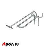 Крючок для перфорации двойной с ценникодержателем 175 мм, d4/d4, шаг 50мм, RAL9006 Хром
