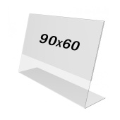 Акриловый ценникодержатель L-образный, горизонтальный 90х60 мм
