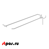 Крючок для экономпанели одинарный с ценникодержателем 275мм, d4/d4, RAL9016 Белый