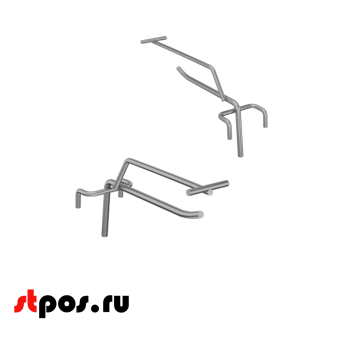 03_Крючок на решетку одинарный с ценникодержателем 100мм , цинк-хром, d5/d4, шаг 50