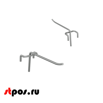 03_Крючок одинарный БЕЗ ценникодержателя на сетку 150мм Ø4мм, цинк-хром, шаг 40