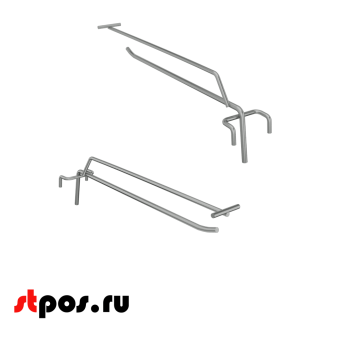03_Крючок на решетку одинарный с ценникодержателем 300мм, цинк-хром, d5/d4, шаг 50