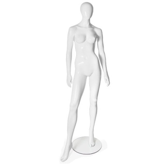 01_Манекен женский стеклопластик стоящий GLANCE 05, рост 182см (87-61-89) , без парика, белый глянец