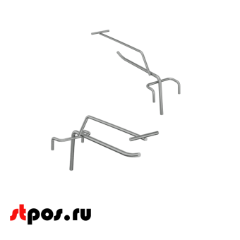 03_Крючок на решетку одинарный с ценникодержателем 100мм, цинк-хром, d4/d3, шаг 50, BUDGET