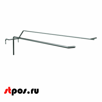00_Крючок на решетку одинарный с ценникодержателем 300мм, цинк-хром, d5d4, шаг 50
