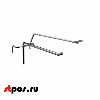 00_Крючок на решетку одинарный с ценникодержателем 100мм , цинк-хром, d5d4, шаг 50