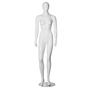 01_Манекен женский стеклопластик стоящий GLANCE 18, рост 184см (87-60-90) , без парика, белый глянец