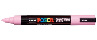 1_Маркер на водной основе POSCA PC-5M, светло-розовый (LIGHT PINK - 51), 1.8 - 2.5 мм, пул. нак.