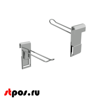 00_Крючок на решетку (сетку) двойной 150мм,d6 мм, крепление пластина, хром