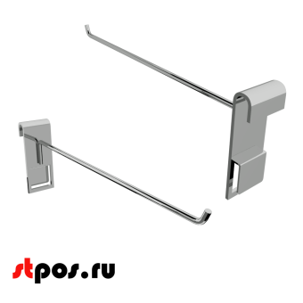 00_Крючок на решетку (сетку) 250мм,d6 ммб крепление пластина, хром