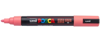 1_Маркер на водной основе POSCA PC-5M, кораллово-розовый (CORAL PINK - 66), 1.8 - 2.5 мм, пул. нак.