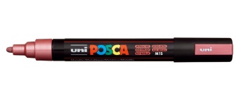 1_Маркер на водной основе POSCA PC-5M, красный металлик (METALLIC RED - М15), 1.8 - 2.5 мм, пул. нак