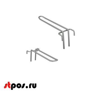 00_Крючок на решетку двойной 150мм, покрытие цинк-хром, d4, шаг 50