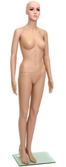 1_Манекен женский пластиковый стоящий F-10, рост 173см (83-62-86) с макияжем, без парика, телесный