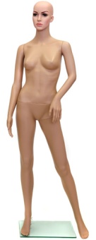 1_Манекен женский пластиковый стоящий F-4, рост 173см (83-62-86) с макияжем, без парика, телесный